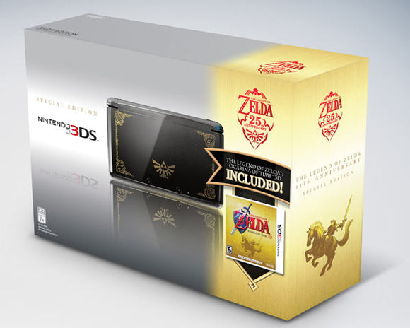 NINTENDO 3DS - BLACK/GOLD SPECIAL EDITION WITH THE LEGEND OF ZELDA OCARINA OF TIME (used) - Nintendo 3DS System