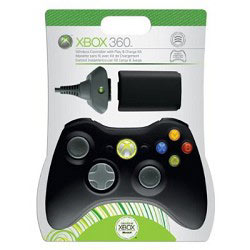OFFICIAL WIRELESS CONTROLLER WITH PLAY & CHARGE KIT - BLACK - Xbox 360 ACCESSORIES