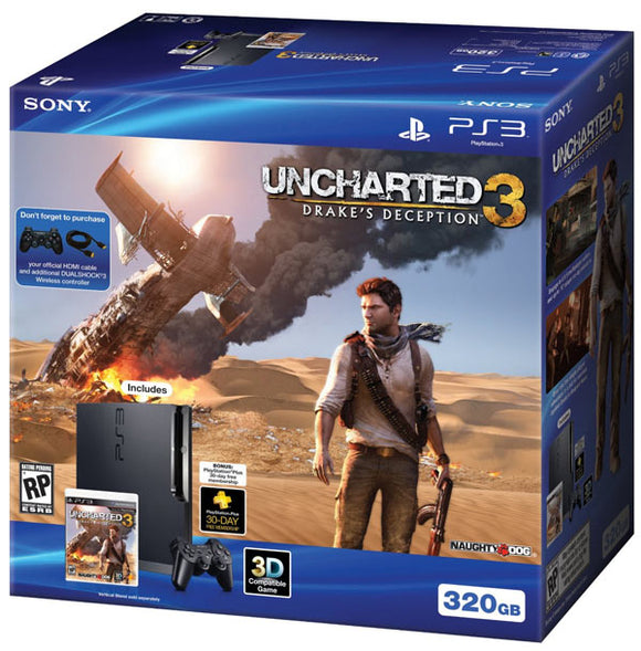 PS3 MODEL 2 BLACK - 320GB - UNCHARTED 3 BUNDLE - PlayStation 3 System