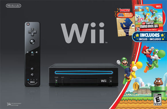 WII MODEL 1 BLACK - WITH NEW SUPER MARIO BROS - Wii System