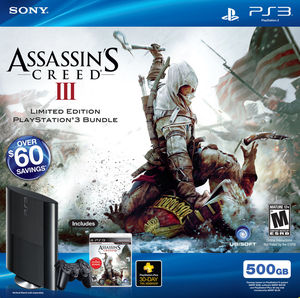 PS3 MODEL 3 BLACK - 500GB - ASSASSINS CREED III BUNDLE - PlayStation 3 System