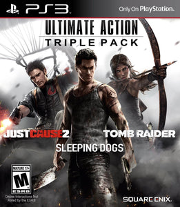 ULTIMATE ACTION TRIPLE PK JUST CAUSE 2/TOMB RAIDER/SLEEPING DOGS - PlayStation 3 GAMES