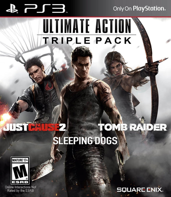 ULTIMATE ACTION TRIPLE PK JUST CAUSE 2/TOMB RAIDER/SLEEPING DOGS - PlayStation 3 GAMES
